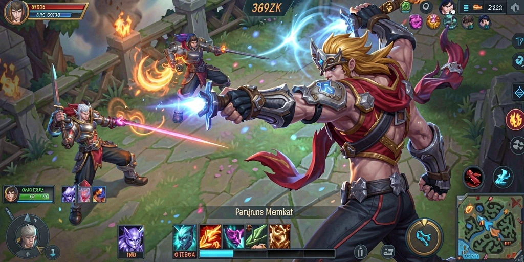 Tampilan mendebarkan dari aksi gameplay MOBA dalam 369ZK.