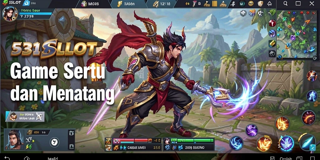 Screenshot utama 531SLOT menampilkan aksi pertarungan tim dalam gameplay MOBA.