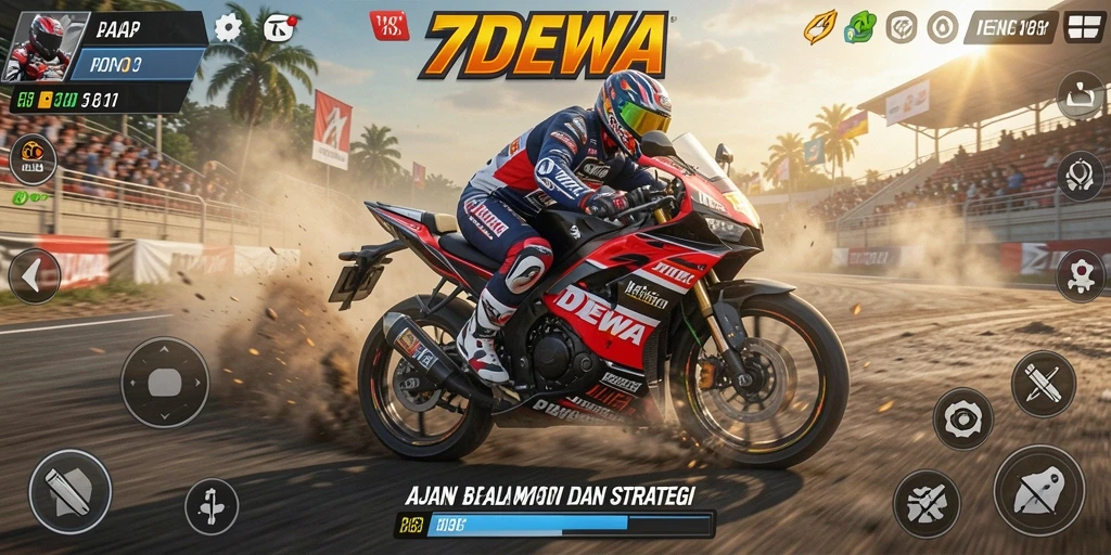 Tampilan gameplay seru dari keseruan balap motor di 7DEWA.
