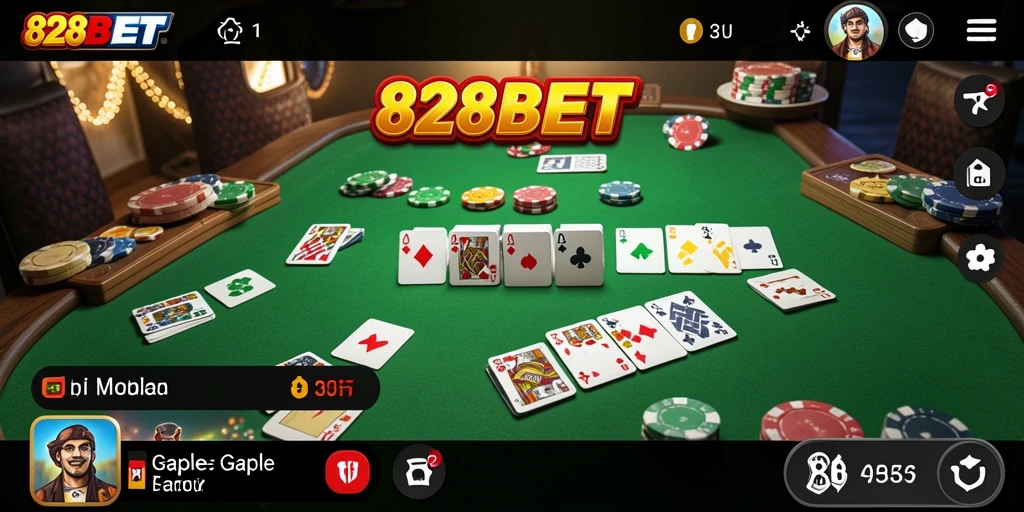 Tampilan gameplay seru Gaple di 828BET yang penuh interaksi.