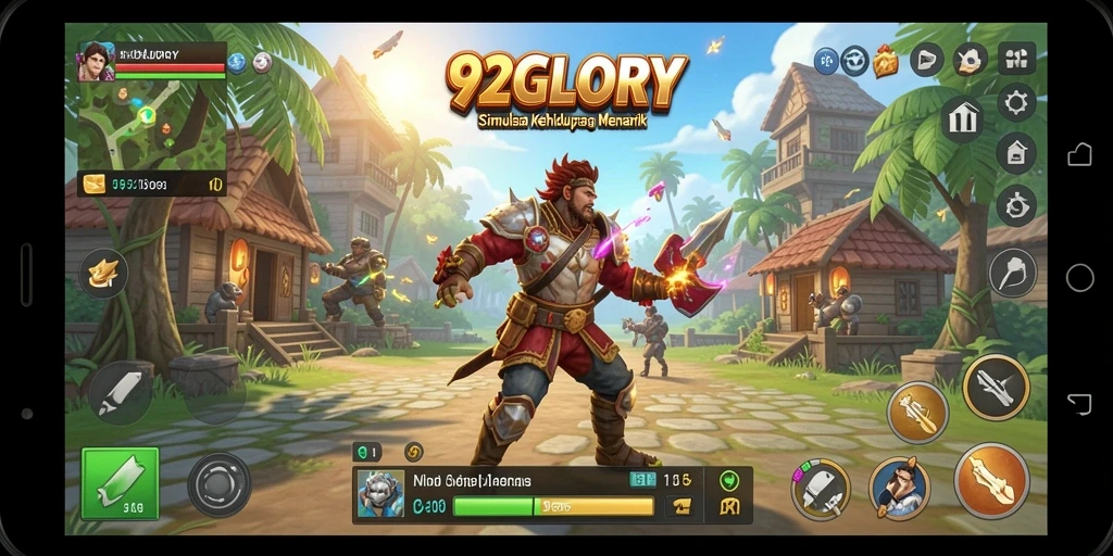 Tampilan menarik dari gameplay 92GLORY yang penuh warna.
