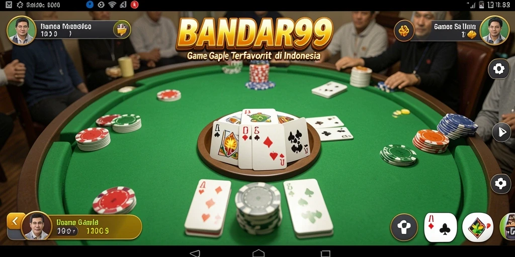 Tampilan gameplay seru di BANDAR99 dengan kartu Gaple.