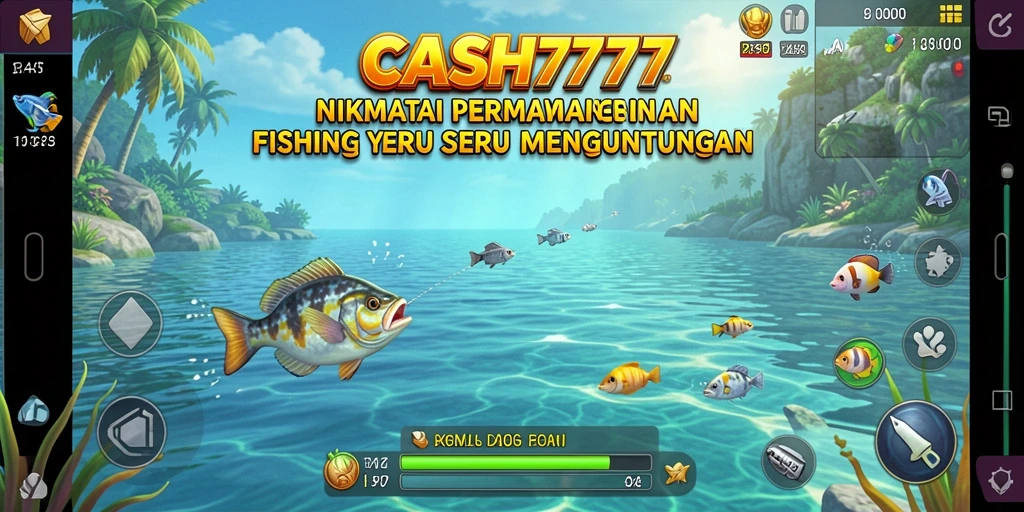 Screenshot gameplay <strong>CASH777</strong> menunjukkan aksi memancing yang mendebarkan.