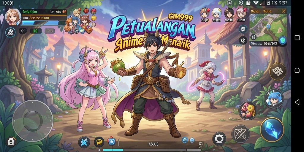 Tampilan gameplay GIM999 yang penuh warna dan dinamis.