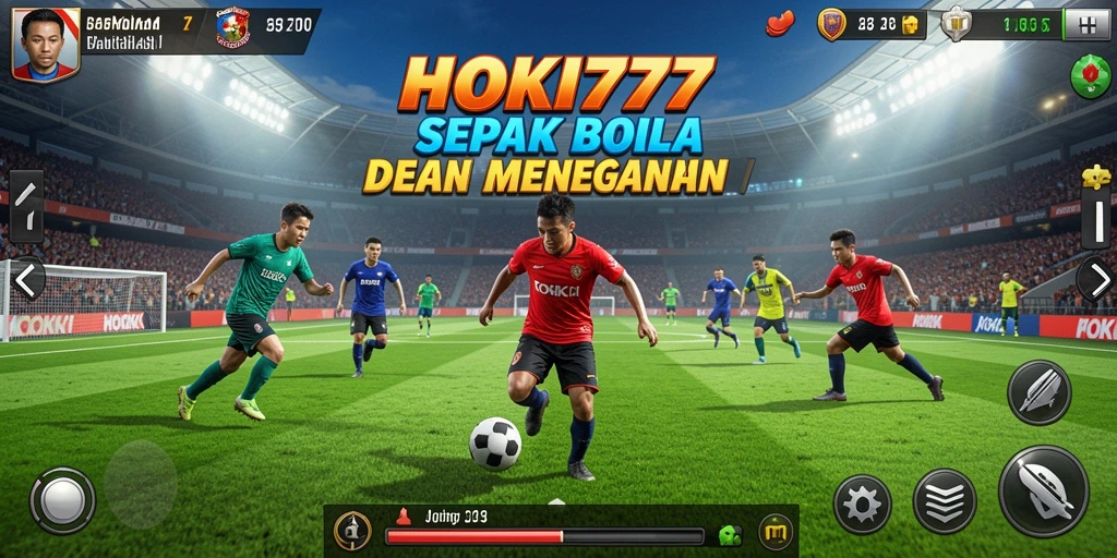 Screenshot HOKI777 yang menunjukkan pertandingan sepak bola yang dinamis.