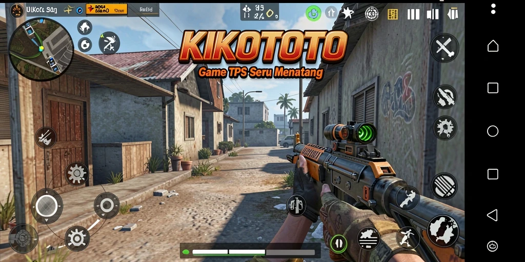 Tangkapan layar KIKOTOTO menunjukkan aksi gameplay TPS yang seru.