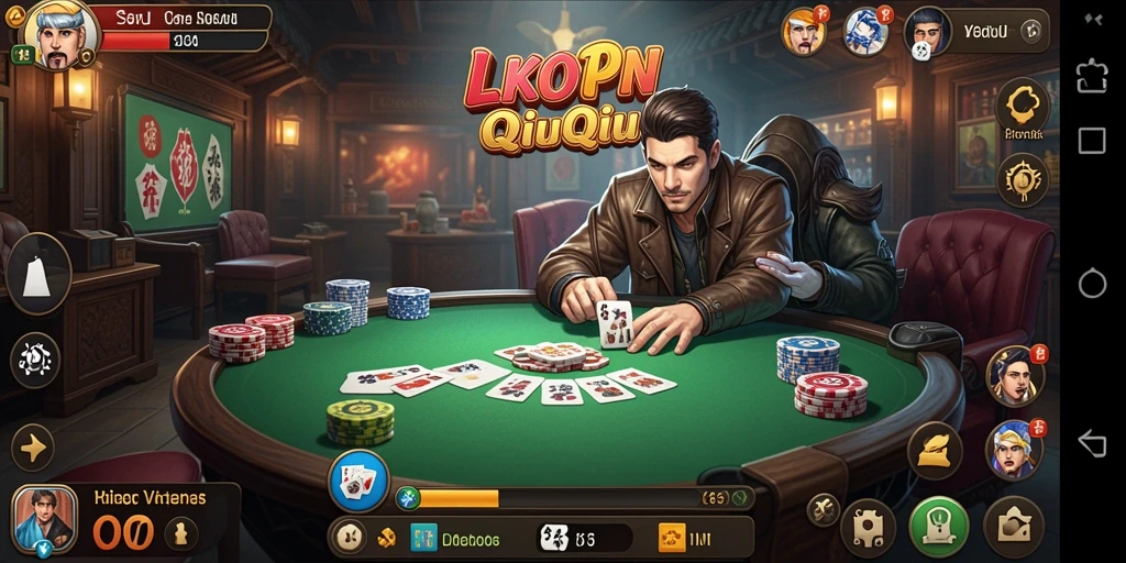 Screenshot gameplay LKOPEN menampilkan aksi intens permainan QiuQiu.