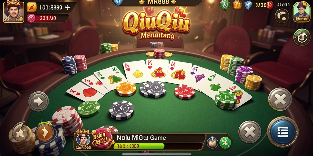 Tampilan gameplay QiuQiu yang menarik dan interaktif.