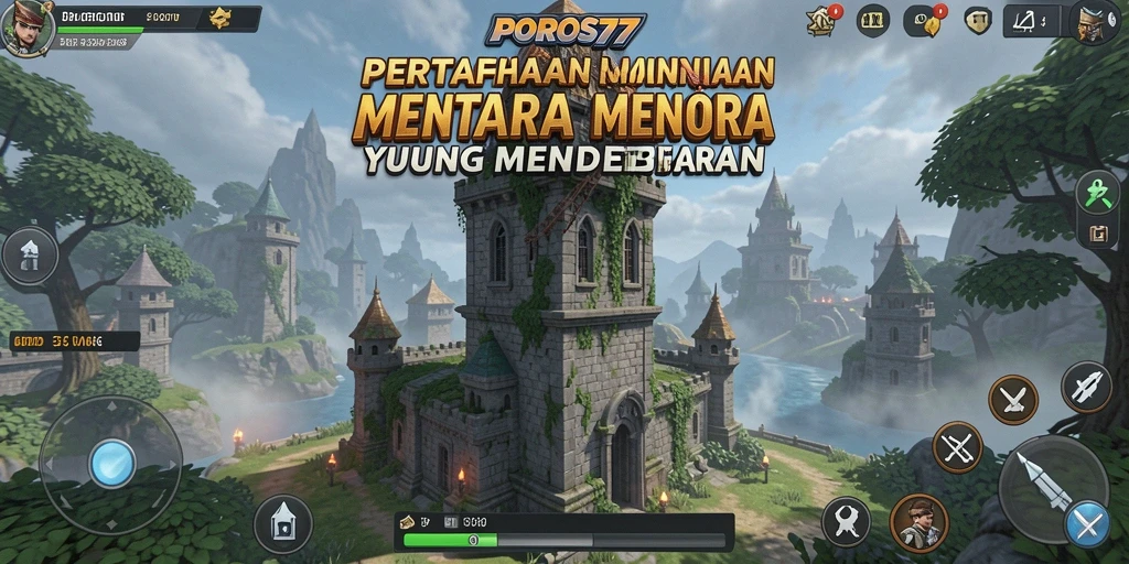 Tampilan menarik dari gameplay Tower Defense di POROS77.
