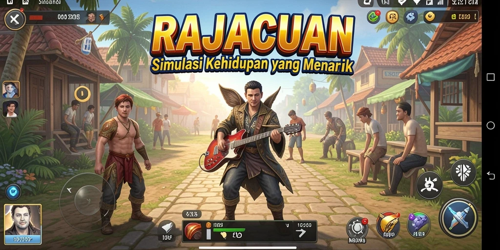 Tampilan gameplay menarik dalam RAJACUAN yang penuh warna.