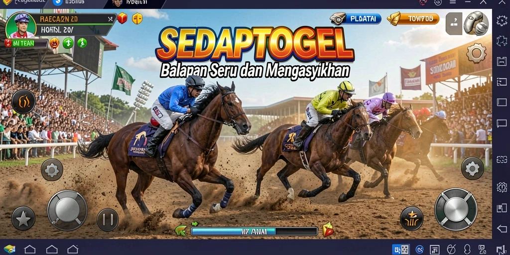 Tampilan gameplay SEDAPTOGEL dengan aksi balapan yang mendebarkan.