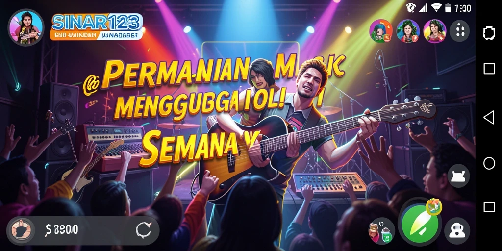 Screenshot gameplay SINAR123 menampilkan aksi bermain musik yang energik.