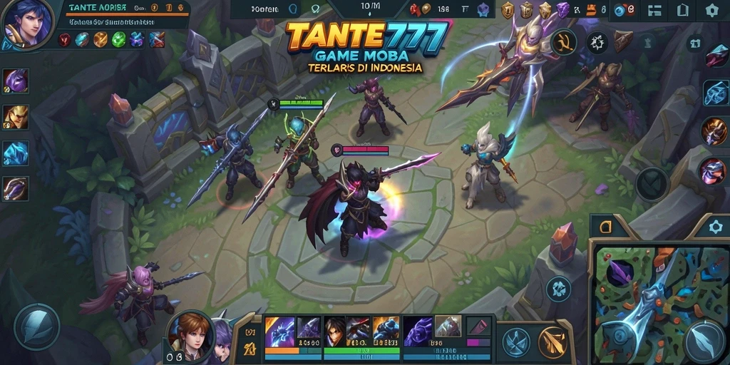 Tangkapan layar gameplay TANTE777 menampilkan aksi seru dalam pertempuran MOBA.