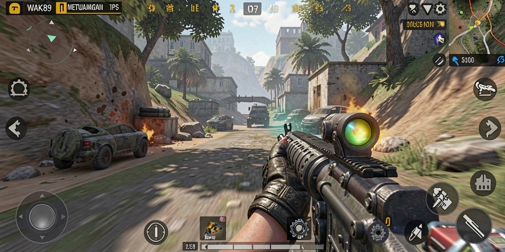 Screenshot gameplay menunjukkan aksi pertempuran menegangkan di WAK89.