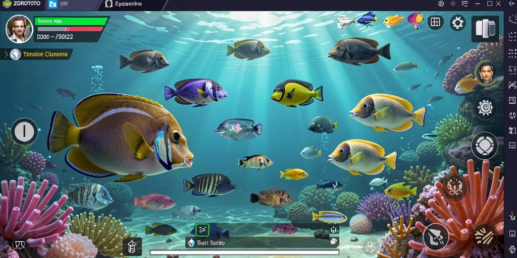 Tampilan gameplay menarik dalam ZOROTOTO saat menangkap ikan.